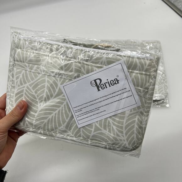 Periea Set of 3 Purse Organizers with Gift Bags Grey Leaves - Picture 2 of 10